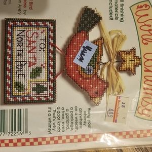 Vintage Wire Whimsy Counted Cross Stitch Christmas Ornament Kit Nirth Pole Note